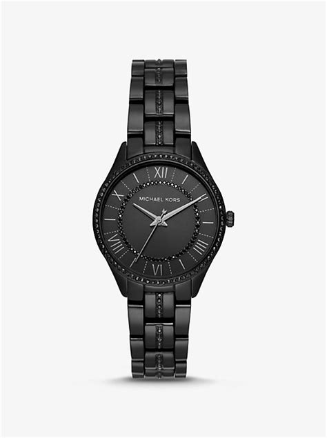 michael kors lauryn pavé black-tone watch|mini lauryn pave watch.